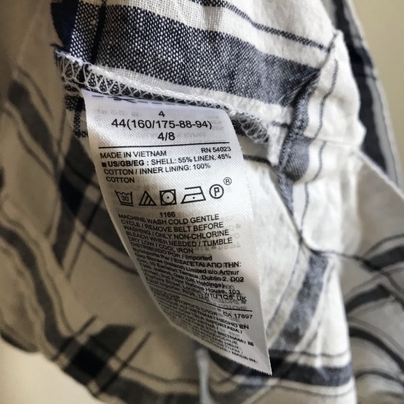 GAP Linen Cotton Midi Shirt Dress Button Down Waist Tie Plaid Size 4 - Picture 11 of 11